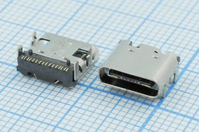 Разъем USB розетка, тип C 3.1, контакты на плату, USB3.1TYPE-C 16PF-15