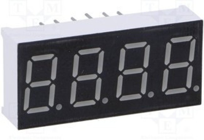 KW4-361ASB, Дисплей: LED, 7-сегментный, 9,2мм, 0,36", II.зн: 4, красный, 2-4мкд