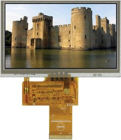 MCT043C0CW480272LML, TFT ЖК-дисплей, пропускающий, 4.3 ", 480 x 272 Пикселей, WQVGA, Ландшафтный, RGB, 3.3В