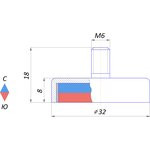 Магнитное крепление с винтом С32 (М6)