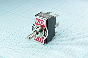 Переключатель рычажный, 220В, 10А, ON-OFF-ON, d12,2, металл, 6T, QKN3B203APZ; №15026 ПРыч\220В\10А\ON- OFF-ON\d12,2\мет\ 6T\QKN3B203APZ\