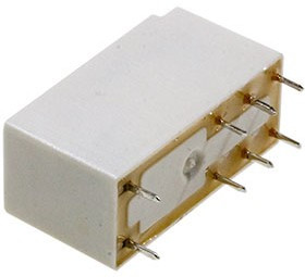 41.52.9.024.0011, Низкопрофильное миниатюрное электромеханическое реле; монтаж на печатную плату; выводы с шагом 5мм; 2CO 8A; Контакты AgNi;