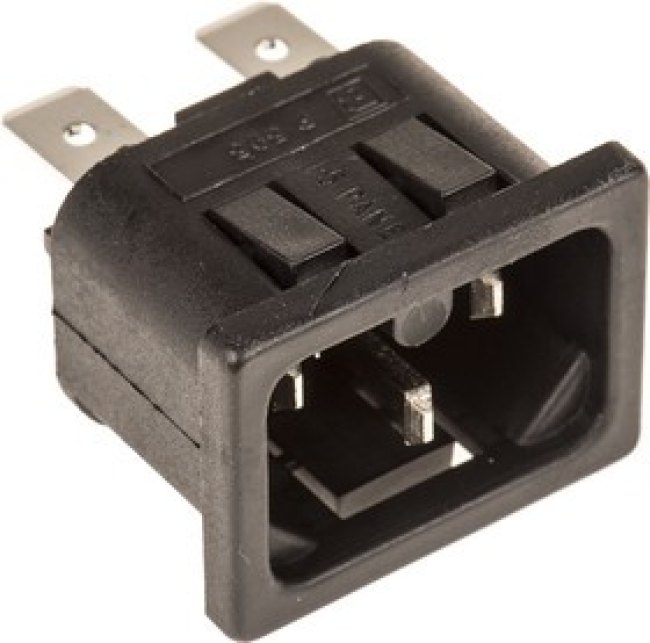 PX0595/15/63, C16 Snap-In IEC Connector Male, 10A, 250 V