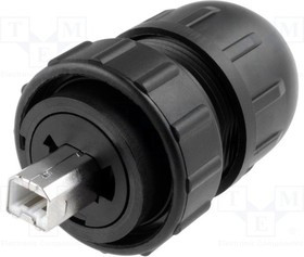 DCC-USBBB-310, Вилка; USB B; Data-Con-X; на провод; прямой; USB 2.0; IP67