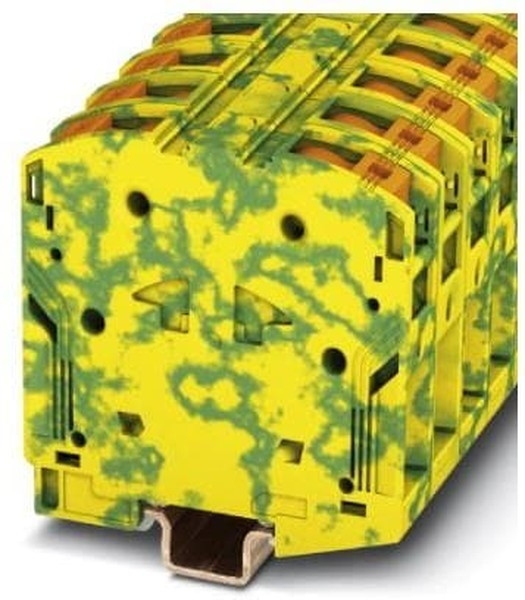3260106, PTPOWER 95-PE Series Green/Yellow DIN Rail Terminal Block, 95mm², Single-Level, Push In Termination