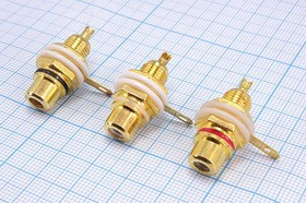 Гнездо RCA на панель с изолятором, чёрное в золоте; №112 Ч гн RCA\пан\чер\\мет\ Au\[тюльпан]\с изолятором