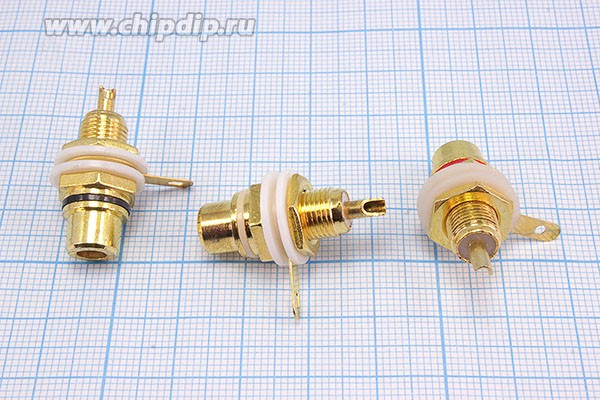 Гнездо RCA на панель с изолятором, чёрное в золоте; №112 Ч гн RCA\пан\чер\\мет\ Au\[тюльпан]\с изолятором