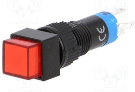 V8F-11Z-24R, Переключатель: кнопочный, Пол: 2, SPDT, 0,5A/250ВAC, 1A/24ВDC, IP40