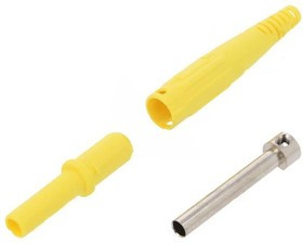 XK-410-24, Гнездо, "банан" 4мм, 32А, желтый, Монтаж на кабель, 2,5мм2