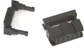 IDC-10F (DS1016-10), Розетка 2.54мм на шлейф 10 pin с фиксатором кабеля