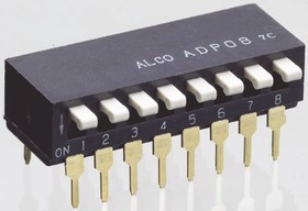 ADP0804, DIP Switches / SIP Switches SPST 8P PIANO T/H DIP SWITCH