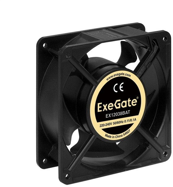 EX12038BAT, Вентилятор 220В ExeGate 120x120x38 мм, двойной шарикоподш, клеммы, 2700RPM, 43dBA EX12038BAT, Вентилятор 220В ExeGate 120x120x38 мм, двойной шарикоподш, клеммы, 2700RPM, 43dBA