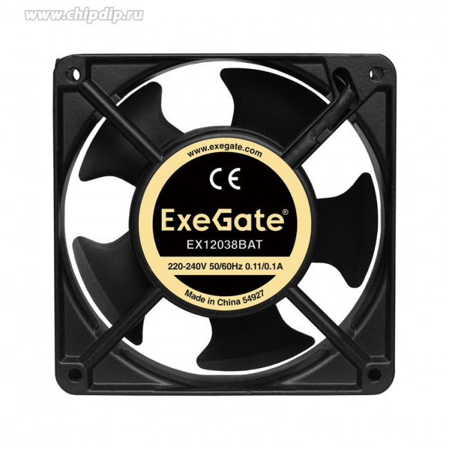 EX12038BAT, Вентилятор 220В ExeGate 120x120x38 мм, двойной шарикоподш, клеммы, 2700RPM, 43dBA EX12038BAT, Вентилятор 220В ExeGate 120x120x38 мм, двойной шарикоподш, клеммы, 2700RPM, 43dBA