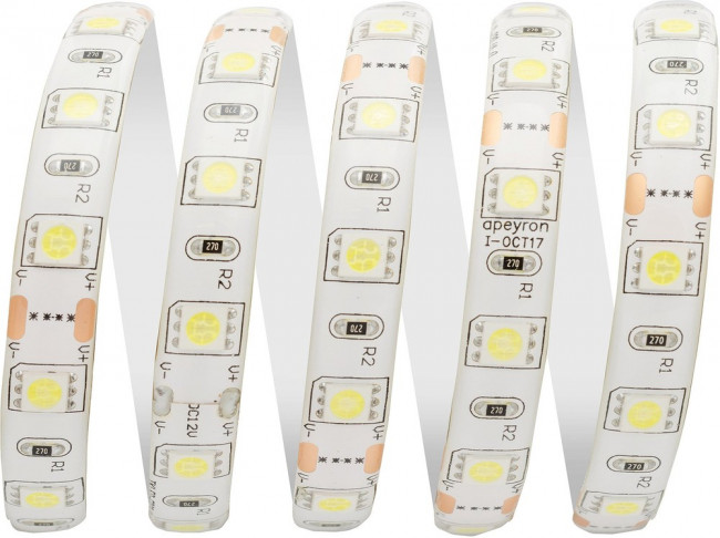 00-10 Светодиодная лента 12В, 14,4Вт/м, smd5050, 60д/м, IP65, 700Лм/м, подложка 10мм, 5м, 6500К. 00-10 Светодиодная лента 12В, 14,4Вт/м, smd5050, 60д/м, IP65, 700Лм/м, подложка 10мм, 5м, 6500К.