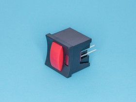 PSM2-1-R-B-R, Кнопка мини с фикс. кр.в чер.корп.с кр.инд.