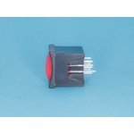 PSM2-1-R-B-R, Кнопка мини с фикс. кр.в чер.корп.с кр.инд.