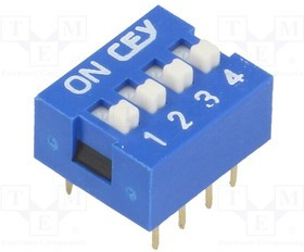 DS-04, Переключатель DIP-SWITCH, Кол-во секций 4, ON-OFF, 0,05A/12ВDC
