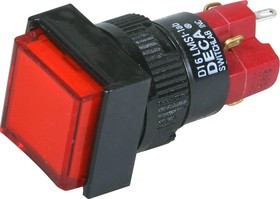 D16LMS1-1abKR, Кнопка без фиксации (5A 250VAC), LED подсветка 24VDC