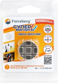 Неодимовый магнит диск 25х3 мм, 2 шт, Forceberg