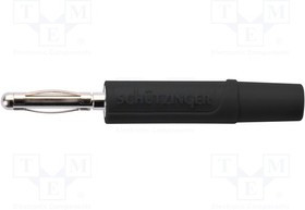 FK02LNI-SW, Вилка, "банан" 2мм, 10А, 33ВAC, 70ВDC, черный, никелированные