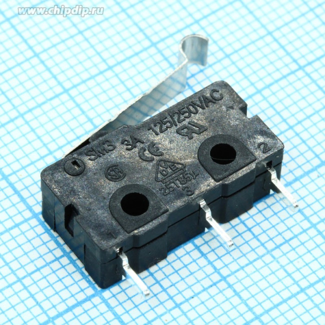 SM3-04P-40G-G, микропереключатель с лапкой 125В/250В 3A