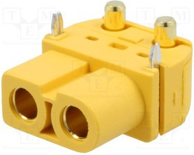 XT60PW-F, Гнездо питания DC XT60 "мама" плату THT Цвет желтый