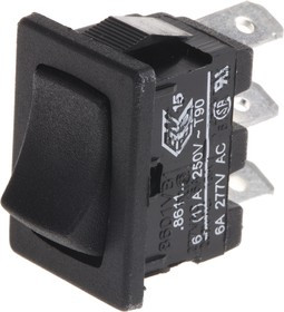 H8611VBAAB, SPST, (On)-On Rocker Switch Panel Mount