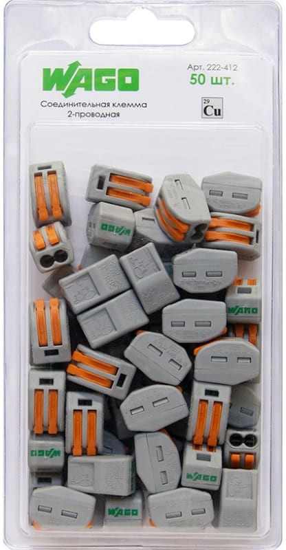 Клеммник универсальный 2х(0.08-2.5) WAGO 222-412 Клеммник универсальный 2х(0.08-2.5) WAGO 222-412