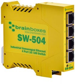 SW-504, Промышленный модуль switch Ethernet, 5-30ВDC, Монтаж DIN, RJ45