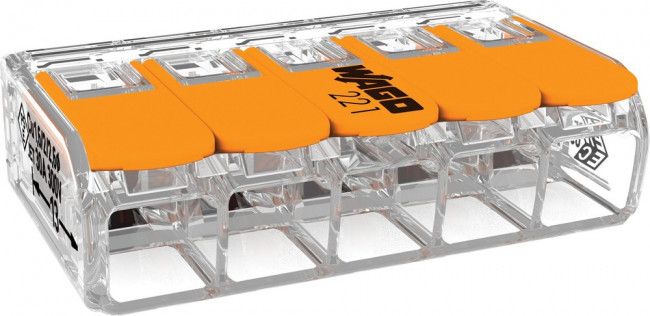 221-615, Wago 221-615 Клемма 5-проводная (кратно 15)