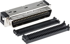 10150-6000EL, Male 50 Pin Right Angle Cable Mount SCSI Connector 1.27mm Pitch, IDT