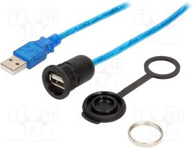 1310-1002-02, Кабель / адаптер; гнездо USB A,вилка USB A; 1310; с заглушкой
