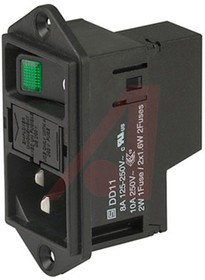 DD11.0123.1111, AC Power Entry Modules Red illumination QC 10A No Drawer