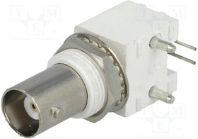 BNC-123, Гнездо, BNC, "мама", изолированный, угловой 90°, 50Ом, THT