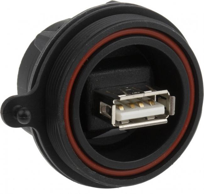 Panel jack, USB 2.0 - A, IP 68, Gold