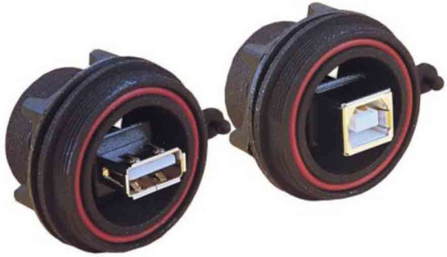 Panel jack, USB 2.0 - A, IP 68, Gold