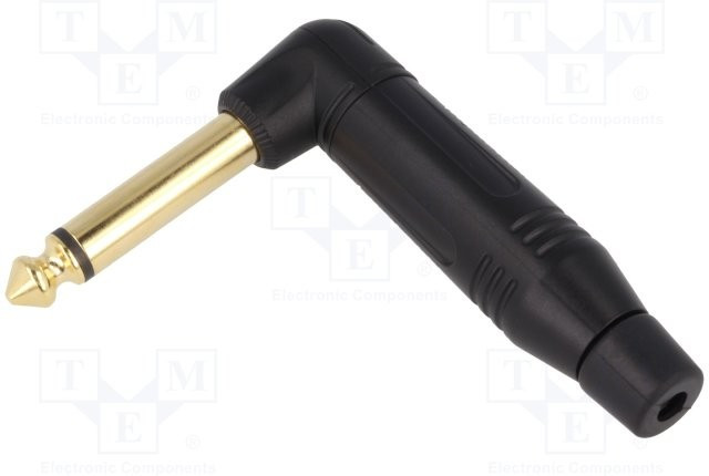 ACPM-RB-AU, Вилка; Jack 6,35мм; "папа"; mono; угловой 90°; на провод; пайка