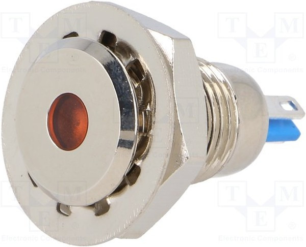 GQ12F-D/O/12, Индикаторная лампа светодиод, плоский, Uраб 12VDC, dотв 12мм