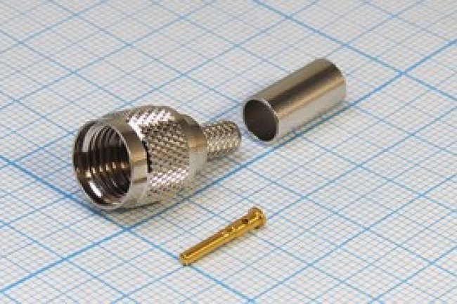 Штекер miniUHF, на кабель RG 58, под обжим, позолоченный центральный контакт; №1511 шт miniUHF\RG58\\обж\