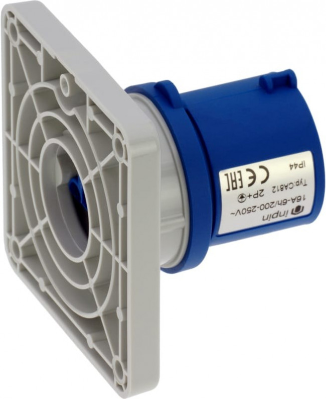 Встраиваемая вилка 16A/230V/1P+N+E/IP44, фланец 86x86 CA812