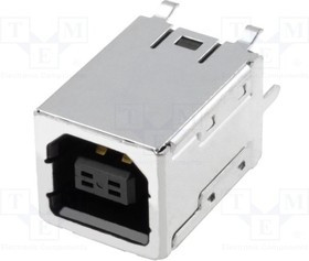 UBBS-4R-D14-4D, Гнездо, USB B, на плату, THT, PIN 4, прямой, Верс USB 2.0, позолота