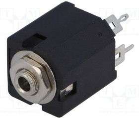 ACJM-MV35-2S, Гнездо, Jack 3,5мм, "мама", mono, с выключателем, прямой, THT