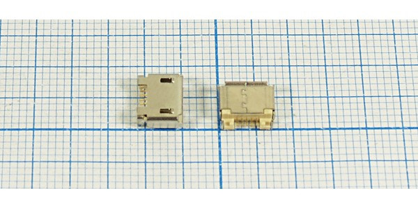 Гнездо micro USB, Тип AB, угловое, 5 контактов, SMD на плату; №12638 гн microUSB \AB\5P\плат\ угл\SMD\microUSB AB-5SA