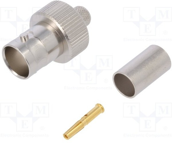 J01003A1369, jack Cable Mount BNC Connector, 75, Crimp Termination, Straight Body