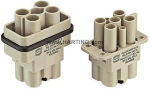 09120062766, Heavy Duty Power Connector Insert, 40A, Female, Han Q Series, 6 Contacts 09120062766, Heavy Duty Power Connector Insert, 40A, Female, Han Q Series, 6 Contacts