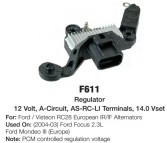 F611, Реле-регулятор генератора FORD: (03-04) FORD: (00-10) FORD LCV: (02-10) JAGUAR: (03-10) MAZDA: (03-0