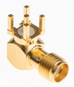R125680000W, RF Adapters - Between Series SMA / RIGHT ANGLE JACK RECEPTACLE FOR PCB SOLDER LEGS