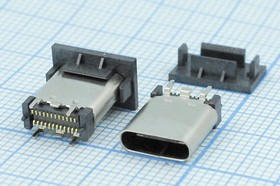 Разъем USB розетка, тип C 3.1, контакты на плату, h11.6, USB3.1TYPE-C24PF-010