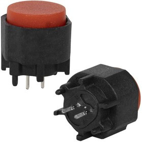 KS12-A1.5-BRN-5N-S, Миниатюрная кнопка без фиксации , 2 контакта, круглая, корпус черный, кнопка красная