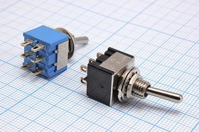 Переключатель рычажный, 220В, 1,5А, ON-ON, d 5,0, металл, 6C, SMTS-202; №147 ПРыч\220В\ 1,5А\ON-ON\d 5,0\мет\ 6C\SMTS-202\
